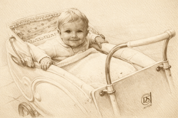Kleinkind in sepia Der Autor in Kindertagen