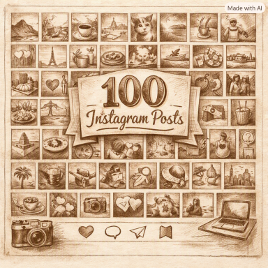 Zeichnung zu 100 Beiträgen auf Instagram 100 Beiträge gezeichnet