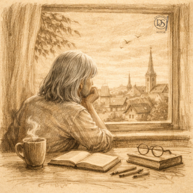 Ein Fenster voller Zeit Gedankenpause. Der Blick aus dem Fenster