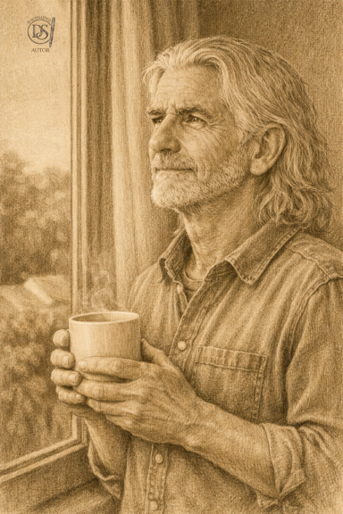 Fensterblick in sepia Schillings blickt aus dem Fenster