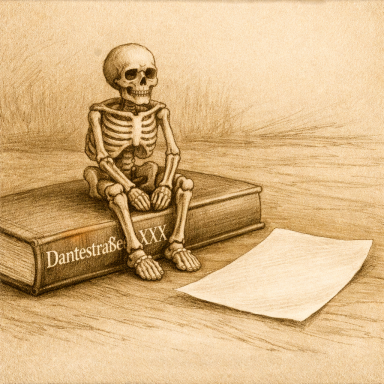 Traum in sepia Gerippe auf Schillings Buch Dantestraße XXX