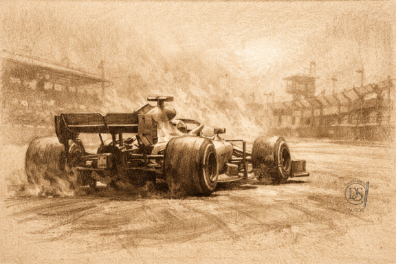 Rennwagen in sepia Formel eins Fieber
