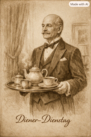 Englischer Diener ein Gedanken in sepia Gedanken zum Dienstag