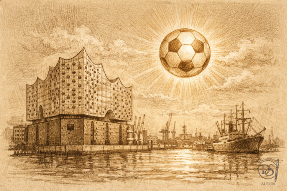 Sonne über dem Hafen Fußballsonne über Hamburg