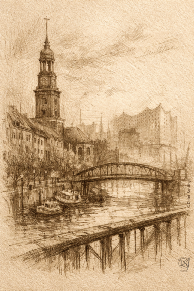 Hamburg Idylle Michel von Hamburg